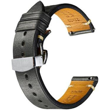 Imagem de REZERO Pulseira de relógio de liberação rápida, pulseiras de couro de grão superior, pulseiras de reposição italianas de couro de bezerro de 18 mm, 19 mm, 20 mm, 21 mm, 22 mm, 23 mm, 24 mm, masculina