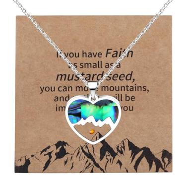 Imagem de Uloveido Colar com pingente de semente de mostarda da montanha gravado With God All Thinga Are Possible, aço inoxidável, religiosa, fé inspiradora, colar para mulheres e meninas cristãs, cartão