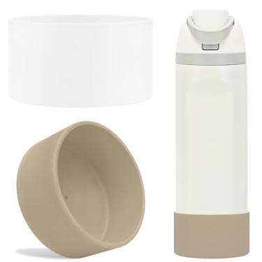 Imagem de TQONEP 2 peças de bota de silicone para garrafa de água Owala 680 g, 947 ml, capa protetora antiderrapante para garrafa de água de aço inoxidável Flip/Twist/FreeSip (damasco + transparente, 680 g)