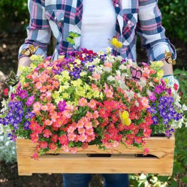 Imagem de Flores artificiais para atividades ao ar livre, 12 buquês de margaridas artificiais com folhas de eucalipto, resistentes a UV, para decoração de casa, jardim, versátil para decoração interna e externa