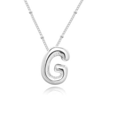 Imagem de Ewrkbrㅤ Colares Com Iniciais De Prata Para Mulheres, Colar Bolhas Grossas, Pingente Delicado, Moderno, Simples, Fofo, Nome, Letra, Joias O Dia A