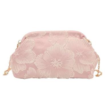 Imagem de Bolsa transversal bordada estilo coreano com alça de corrente, bolsa vintage para noite, rosa, Medium, Mochila casual