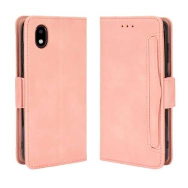 Imagem de Capa para ZTE Blade A3 2020,Retro magnético Flip Case,Design de carteira de couro PU com slots de cartão removíveis -Pink