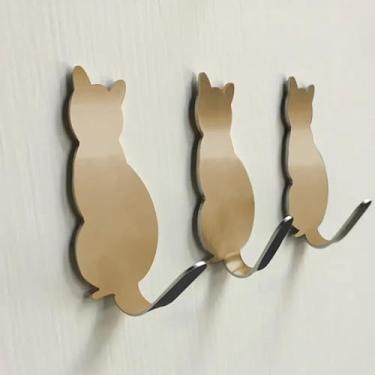 Imagem de 3 ganchos de parede autoadesivos em forma de gato, cabide de armazenamento de chaves, bolsa de casaco, porta de banheiro, cozinha, toalha, ganchos, acessórios de armazenamento de parede para casa