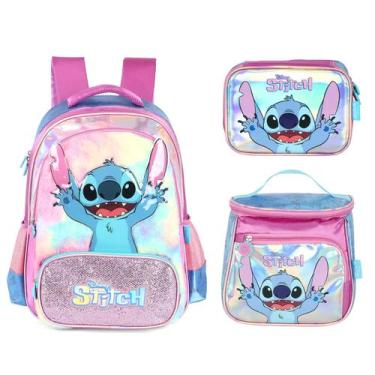 Imagem de Kit mochila escolar lancheira estojo infantil lilo stitch - Luxcel, Ro