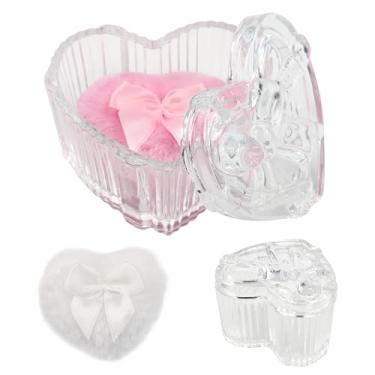 Imagem de Yitexin Pacote com 3 pacotes de pó corporal em forma de coração e recipiente macio, espuma de veludo e estojo de cristal para mulheres, meninas, maquiagem, beleza, rosa e branco, cosméticos (branco