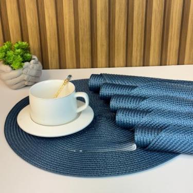 Imagem de Jogo Americano Redondo Kit com 4 Souplats 38cm em PVC – Mesa Posta para Jantar, Cozinha e Decoração(AZUL LUXO 4 unid)