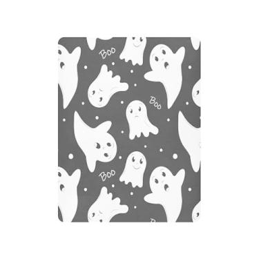 Imagem de JUZIHAI Lençol de berço de Halloween Funny Ghosts para meninos e meninas, macio e elástico respirável para berço padrão e cama infantil, 99 x 68 cm