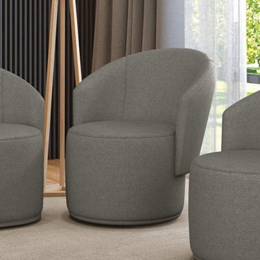 Imagem de Poltrona Decorativa Orgânica Fixa Para Sala Malu Linho Grafite M11 - D'rossi