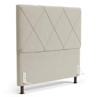 Imagem de Cabeceira Cama Box Casal Queen Size Mel 160cm Com Frame Veludo Bege - Abmaza