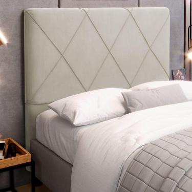 Imagem de Cabeceira Cama Box Casal Queen Size Mel 160cm Com Frame Veludo Bege - Abmaza