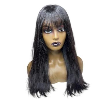 Imagem de Peruca de Cabelo Humano 45 cm de Franja Liso Ondulado