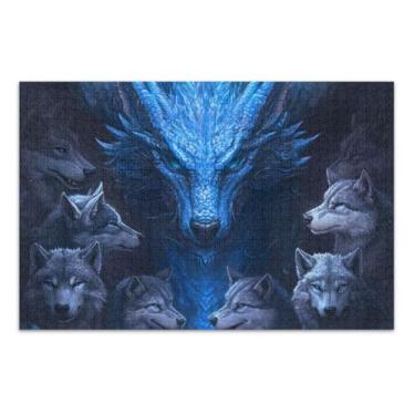 Imagem de Dragon Wolf Dark Jigsaw Puzzles for Adults, 500 Piece Puzzles for Adults, Interlock Suitablely, Home Decor for Men Women
