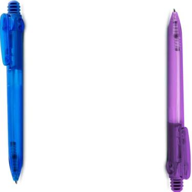 Imagem de Caneta Esferográfica Retrátil com Grip Antiderrapante, Escrita Azul, Plástico Translúcido, 10 Unidades, Design Executivo, Corpo Cilíndrico, para Escritório (Azul e Roxo)