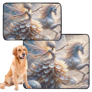Imagem de TSENQUE Fantastic Flower Fairy Unicórnio Pet Dog Pee Pads Lavável Reutilizável Tapete Absorvente para Cães Absorventes Tapetes Impermeáveis para Gaiola de Cachorro Fofo, Pequeno x Pacote com 3