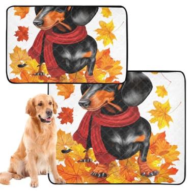 Imagem de Almofadas de xixi laváveis para animais de estimação, preto, folhas de outono, almofadas para animais de estimação, extragrande, almofadas de penico para cães à prova d'água, tapete de cercadinho para