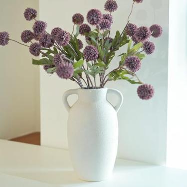 Imagem de Wild Works Bailey Vaso feito à mão com design de 2 orelhas, vaso de cerâmica de 24 cm de altura, retrô, estilo wabi-sabi, arranjo floral, sala de estar, suporte de flores de cerâmica, plantação