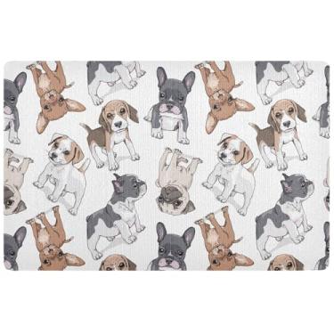 Imagem de TSENQUE Capacho personalizado com desenho animado de cachorros, tapete engraçado bem-vindo ao ar livre, tapete de porta da frente lavável antiderrapante tapetes lamacentos para interior, 81 cm x 50 cm