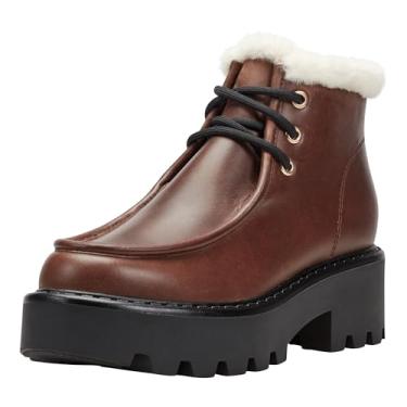 Imagem de Marc Fisher LTD Bota feminina Percy no tornozelo, Couro marrom escuro 200, 38