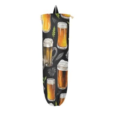 Imagem de Beer on Black Design Print Bag Saver para sacolas plásticas, suporte de saco de plástico, suporte de saco de plástico para cozinha