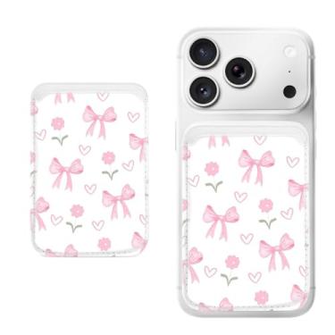 Imagem de Porta-cartão magnético para iPhone, capa fina de couro PU, capa para cartão, capa traseira para cartão, acessório de telefone fofo