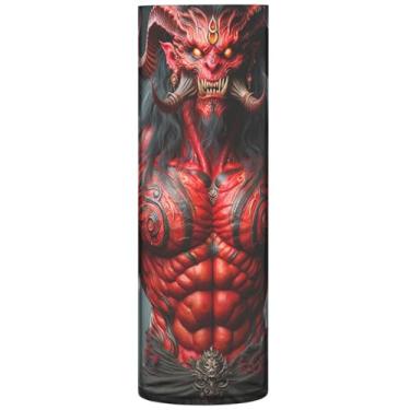 Imagem de Monstro demoníaco vermelho ardente vasos de flores decorativos cilíndricos grandes vasos de outono personalizados decoração de sala de impressão de plástico estética, 30 cm x 9,9 cm