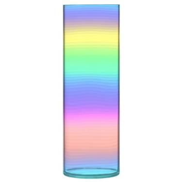 Imagem de CEBUGI Vaso de flores com listras arco-íris, 10 x 30 cm, vaso cilíndrico para flores, vaso transparente inquebrável para festa de casamento, decoração de casa