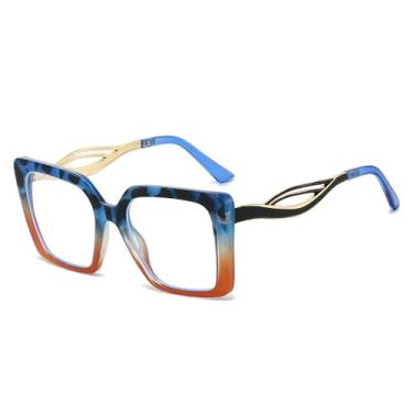 Imagem de Óculos de Sol UV400 - Armação com Estampa de Leopardo e Lentes Degradê para Homens e Mulheres, Ideais para Esportes ao Ar Livre, Corrida e Ciclismo, nas Cores Azul, Laranja e Transparente