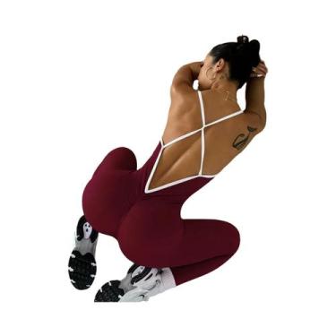 Imagem de Body Feminino Com Detalhes Em Cores, Top Sem Costas, Macacão Para Acad