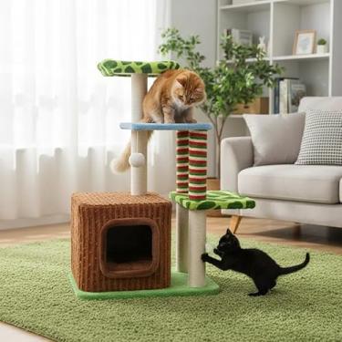 Imagem de 102CM Torre Gato,NEWPET Arvore para Gatos Torre para Gatos de Interior Centro de Atividades Multi-níveis em Pelúcia