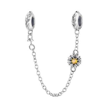 Imagem de Pulseira Feminina De Prata 925 Com Contas De Café E Corrente De Segura