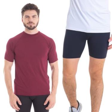 Imagem de Conjunto Camiseta Curta e Bermuda Térmica Segunda Pele Trygg Proteção UV50+ (GG, Vinho - Preto)