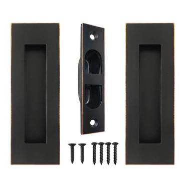 Imagem de Fihatokus Puxadores de porta de bolso, puxadores embutidos de 15 cm com puxador de borda, ferragens de porta de bolso de aço inoxidável 304, bronze polido a óleo