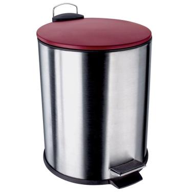 Imagem de Lixeira Com Pedal Lix2287-vm Em Inox E Pp 5l Euro Home Vermelho Com Inox