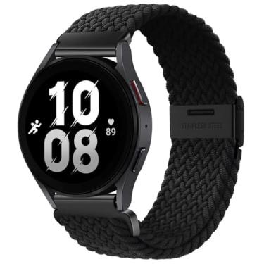 Imagem de VELORE Pulseira elástica trançada 5Pro Active 2 Gear S3 de 20 mm, 22 mm para Samsung Galaxy Watch 6 5 /4 Pro/5 de 40/44 mm (preto-B, 20 mm)