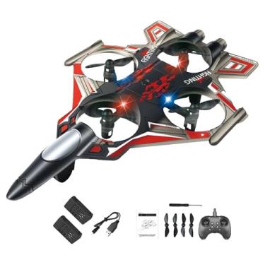 Imagem de harayaa Avião de controle remoto RC com luzes LED coloridas, quadricóptero, brinquedo voador para atividades ao ar livre, aeronave de asa fixa para crianças e, Bateria Vermelha 2