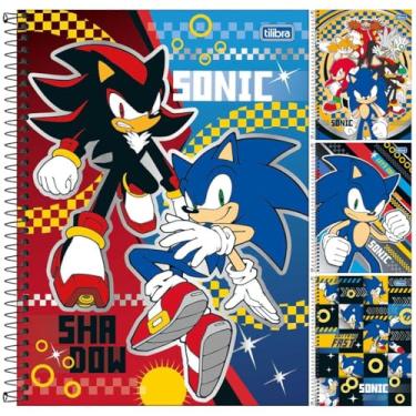 Imagem de Tilibra Caderno Universitário Sonic, Capa Dura, Espiral, 1 Matéria, 80 Folhas, 200x275mm, Kit com 4 Unidades
