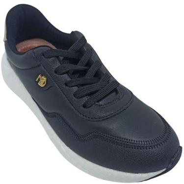 Imagem de Tênis Modare Feminino Casual com Sola Alta 4cm, Preto, Dourado, 35