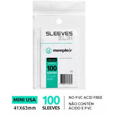 Imagem de Sleeve Economico Tamanho Mini USA 41x63mm Pacote Com 100 - Meeplebr