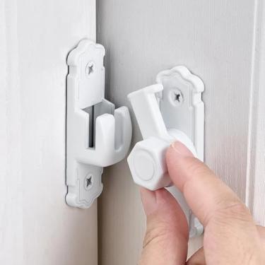 Imagem de INIRET Travas de porta de celeiro, trava de porta de ângulo reto de liga de alumínio, trava de porta de 90/180 graus, ferragens de fechaduras, trava de porta deslizante de segurança para armários