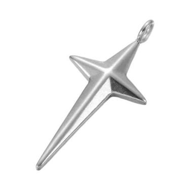 Imagem de Brincos De Argola Com Pingentes De Cruz Estrela Em Aço Inoxidável, Sup