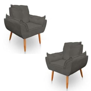 Imagem de Kit 2 Poltronas Decorativas Opala Sala de Estar Suede - Horizonte Móve
