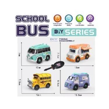 Imagem de Brinquedo  4 Ônibus Escolar Monta e Desmonta Com  E Chave - Toy King