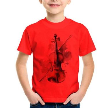Imagem de Camiseta Infantil Violino - Foca na Moda, Vermelho, 4