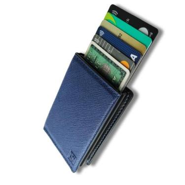 Imagem de Carteira Masculina Porta Cartoes Exclusive Cor Azul Rubi Ravenna Antif