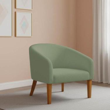 Imagem de Poltrona Sala Decorativa Stella Pé Madeira Trapézio Castanho Bouclê D0