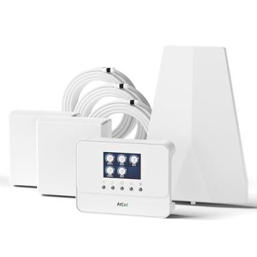 Imagem de Atcall Amplificador de celular para várias salas domésticas, duas antenas internas com cobertura de até 2000 metros quadrados | Monitor LCD, suporta todas as operadoras dos EUA 4G LTE e 5G | Aprovado