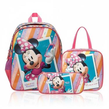 Imagem de Kit Mochila Costas+ Estojo Duplo+ Lancheira Minnie Mouse R1