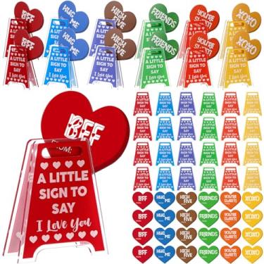 Imagem de Soulchen 24 peças de clipes de porta-notas de dia dos namorados, mini porta-mensagens de acrílico com cartões de felicitações e bolsas, presentes de escritório para colegas de trabalho, decoração de