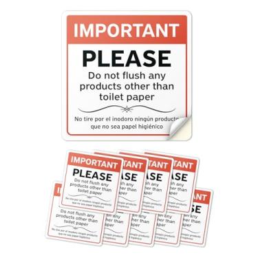 Imagem de 101SignCity 10 adesivos de vinil Don't Flush (15 x 15 cm), lembrete de banheiro de alta visibilidade em inglês e espanhol, decalque autoadesivo à prova d'água, para banheiros em casa, escritório